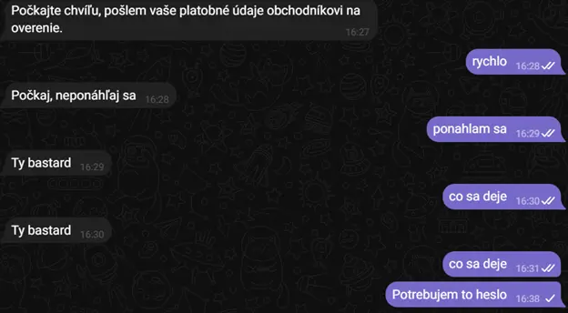 Scammer's reaction