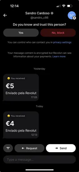 Revolut payment 5 Eur