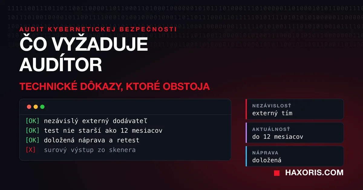 Audítor kybernetickej bezpečnosti kontroluje technické výstupy